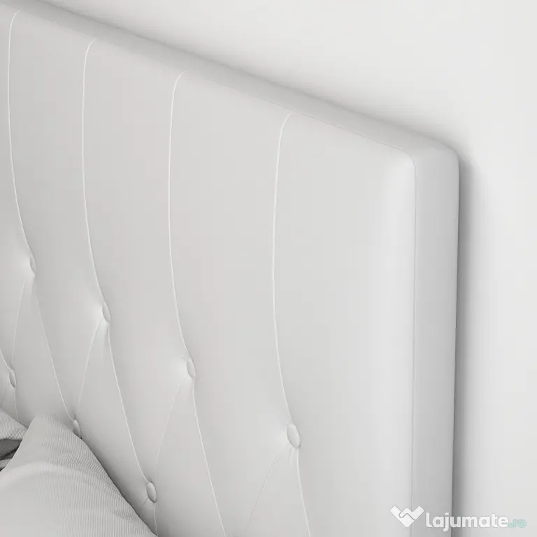 HOMCOM Spătar Pat Matrimonial Capitonată cu Design cu Nasturi, Căpătâi Pat din Piele PU și MDF, 160x7x120 cm, Alb | Aosom Romania