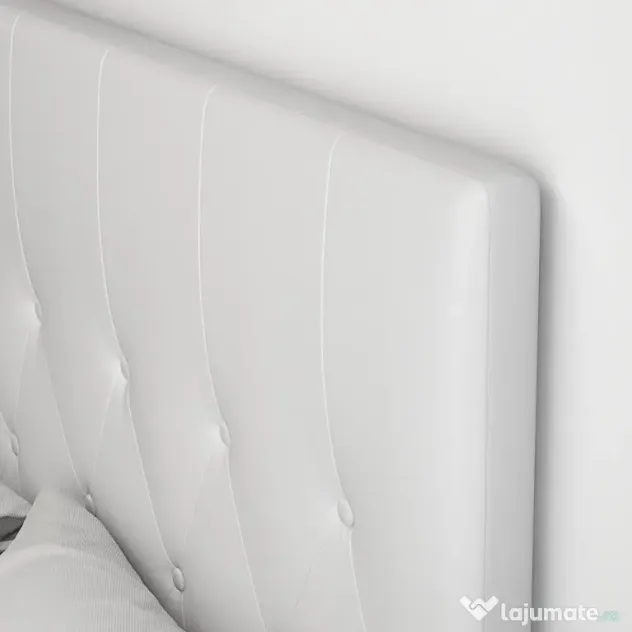 HOMCOM Spătar Pat Matrimonial Capitonată cu Design cu Nasturi, Căpătâi Pat din Piele PU și MDF, 160x7x120 cm, Alb | Aosom Romania