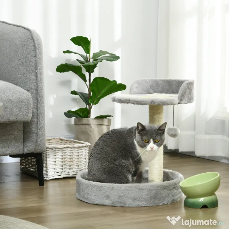 PawHut Copac de Zgariat pentru Pisici de 5kg, 41x41x44 cm, Gri | Aosom Romania