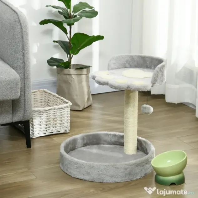 PawHut Copac de Zgariat pentru Pisici de 5kg, 41x41x44 cm, Gri | Aosom Romania