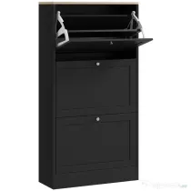 HOMCOM Dulap Îngust pentru Pantofi cu 3 Sertare și Rafturi Reglabile pe 2 Niveluri, 60x23,5x115 cm, Negru | Aosom Romania