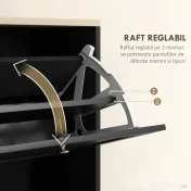 HOMCOM Dulap Îngust pentru Pantofi cu 3 Sertare și Rafturi Reglabile pe 2 Niveluri, 60x23,5x115 cm, Negru | Aosom Romania 
