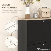 HOMCOM Dulap Îngust pentru Pantofi cu 3 Sertare și Rafturi Reglabile pe 2 Niveluri, 60x23,5x115 cm, Negru | Aosom Romania 