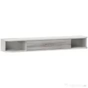 HOMCOM Dulap TV Suspendat din Lemn cu 2 Rafturi Deschise și Dulap, 120x26x16 cm, Alb și Gri