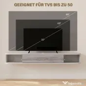 HOMCOM Dulap TV Suspendat din Lemn cu 2 Rafturi Deschise și Dulap, 120x26x16 cm, Alb și Gri