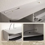 HOMCOM Dulap TV Suspendat din Lemn cu 2 Rafturi Deschise și Dulap, 120x26x16 cm, Alb și Gri