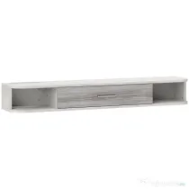 HOMCOM Mobilier TV Suspendat cu 2 Rafturi Deschise și un Dulăpior cu Ușă Rabatabilă, 120x26x16 cm, Gri | Aosom Romania