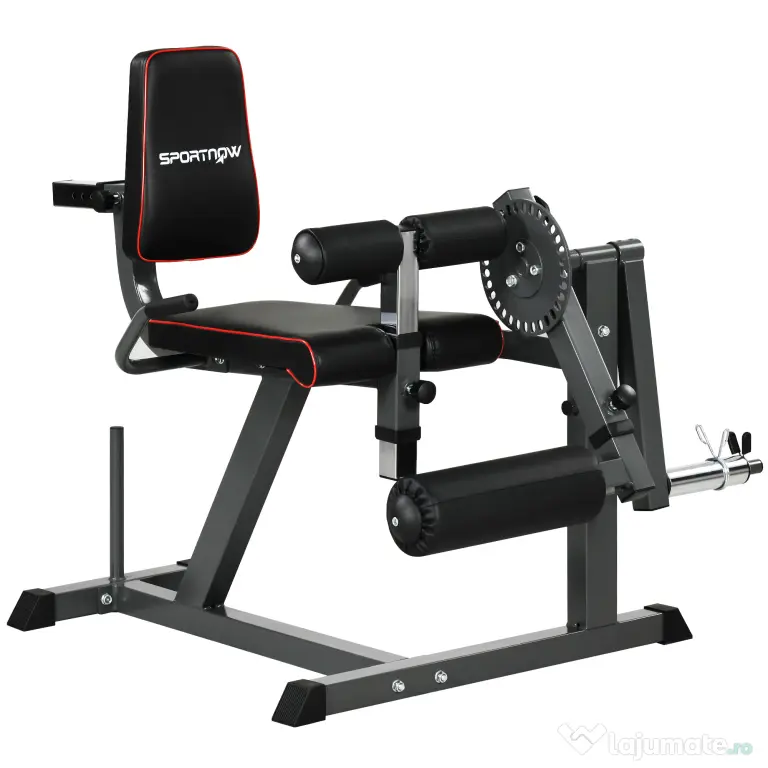 SPORTNOW Aparat pentru Gambe cu Spătar și Perne Reglabile și Spațiu pentru Greutăți, 100x90x105 cm, Negru | Aosom Romania