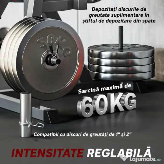 SPORTNOW Aparat pentru Gambe cu Spătar și Perne Reglabile și Spațiu pentru Greutăți, 100x90x105 cm, Negru | Aosom Romania