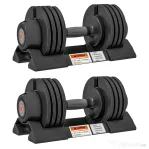 SPORTNOW Kit Greutăți Ajustabile cu Suport pentru Ganteră și Mânere Antialunecare, din Oțel și ABS, 33x16x16 cm, Negru
