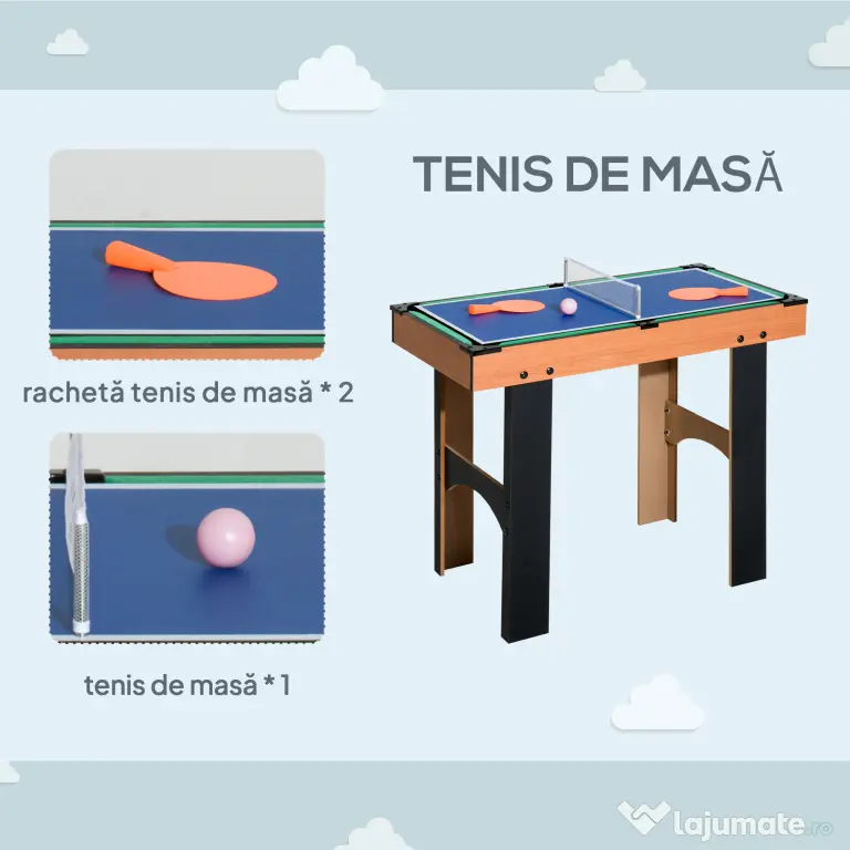 HOMCOM Masă de Jocuri 4 în 1 pentru Copii 6+ Ani, 87x43x73 cm, Multicolor | Aosom Romania