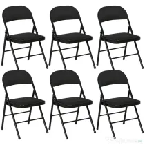 HOMCOM Set 6 Scaune Pliabile, Scaune Moderne cu Perne din Poliester pentru Acasă și Birou, 45x46x78 cm, Negru | Aosom Romania