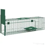 Outsunny Cușcă Capcană pentru Animale Mici cu O Ușă și Mâner, 100x25x28 cm, Verde Închis