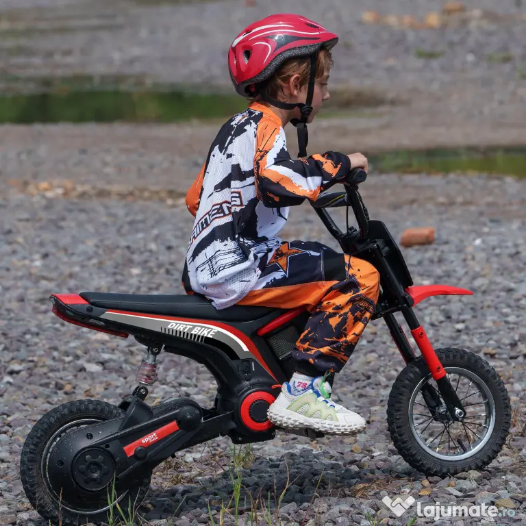 HOMCOM Motocicletă Electrică pentru Copii cu Accelerație Manuală și 2 Viteze, 119x64x76,5 cm, Roșu | Aosom Romania