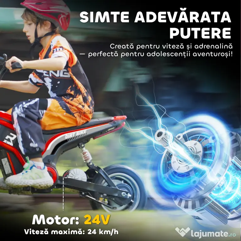HOMCOM Motocicletă Electrică pentru Copii cu Accelerație Manuală și 2 Viteze, 119x64x76,5 cm, Roșu | Aosom Romania