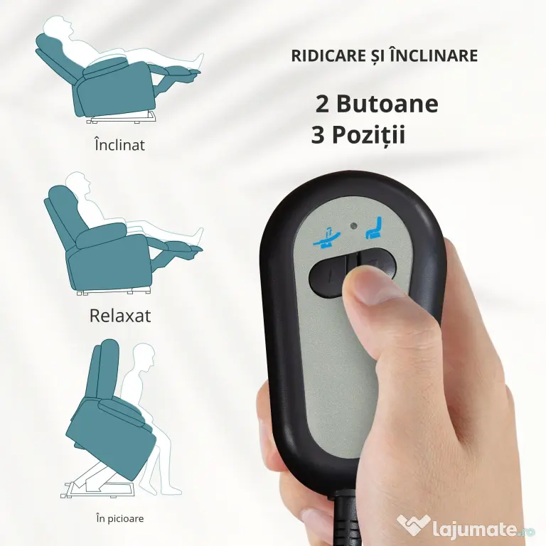 HOMCOM Fotoliu Electric din Material Tip In cu Telecomandă, Suport pentru Picioare și Buzunare, 74x94x111 cm, Albastru | Aosom Romania