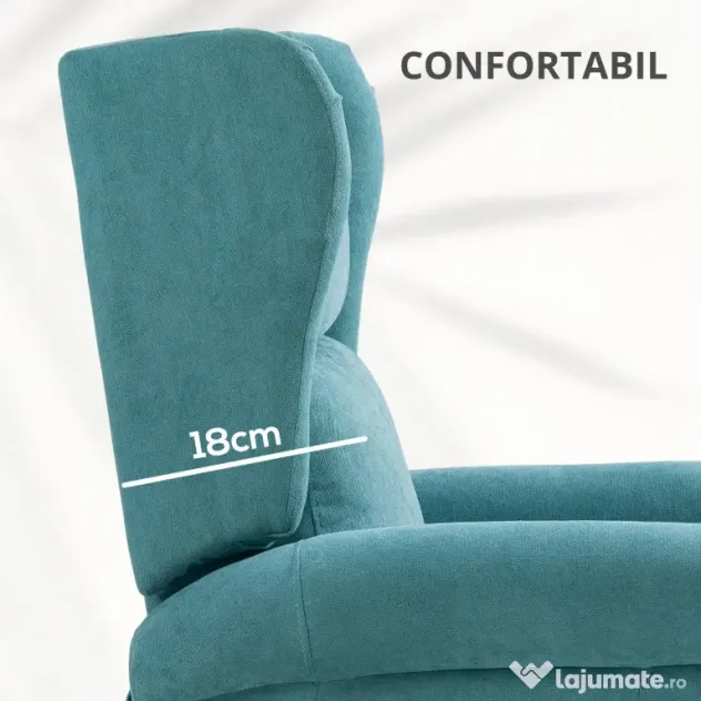 HOMCOM Fotoliu Electric din Material Tip In cu Telecomandă, Suport pentru Picioare și Buzunare, 74x94x111 cm, Albastru | Aosom Romania