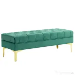 HOMCOM Banchetă pentru Capăt de Pat Tapițată cu Material Textil Matlasat cu Efect de Catifea, 118x45x42 cm, Verde Închis
