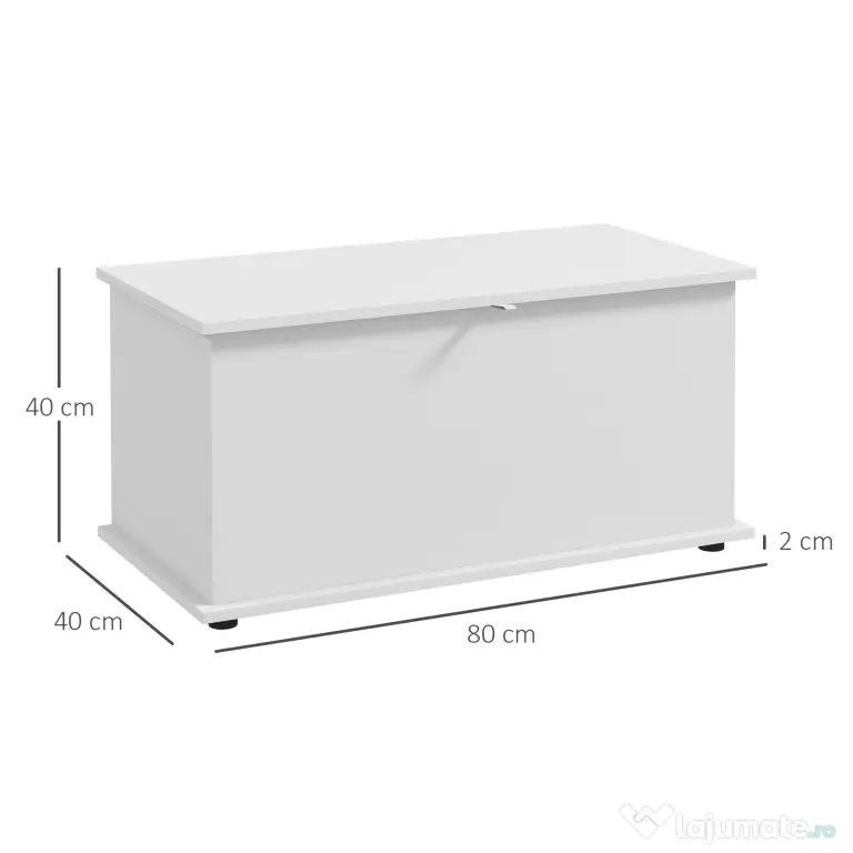 HOMCOM Bancă de Depozitare cu Balamale de Siguranță și Capac, 80x40x40 cm, Alb | Aosom Romania