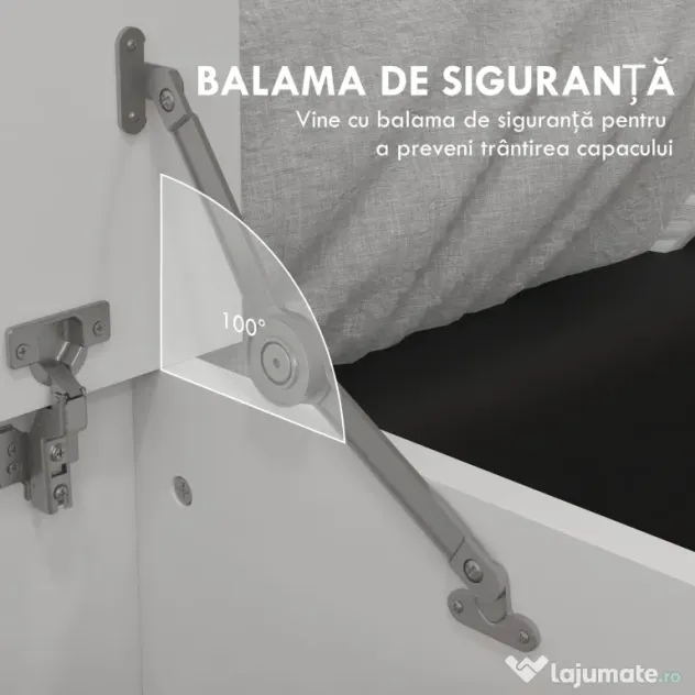 HOMCOM Bancă de Depozitare cu Balamale de Siguranță și Capac, 80x40x40 cm, Alb | Aosom Romania