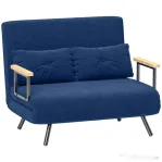 HOMCOM Canapea Extensibilă 3 în 1 din Material cu Aspect Catifelat cu Spătar Reglabil și 2 Perne, 102x73x81 cm, Albastru