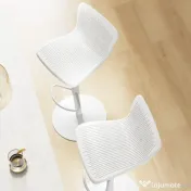 HOMCOM Set 2 Scaune de Bar cu Spătar Ergonomic, Suport pentru Picioare și Șezut Rotativ, 38,5x40x76,5-97,5 cm, Alb | Aosom Romania