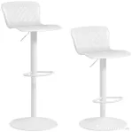 HOMCOM Set 2 Scaune de Bar cu Spătar Ergonomic,  Suport pentru Picioare și Șezut Rotativ, 38,5x40x76,5-97,5 cm, Alb