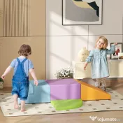 HOMCOM Set 4 Blocuri Moi pentru Copii 1-3 Ani, Spumă și Piele PU, Jucării de Cățărat, Multicolor | Aosom Romania