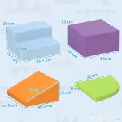 HOMCOM Set 4 Blocuri Moi pentru Copii 1-3 Ani, Spumă și Piele PU, Jucării de Cățărat, Multicolor | Aosom Romania