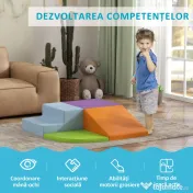 HOMCOM Set 4 Blocuri Moi pentru Copii 1-3 Ani, Spumă și Piele PU, Jucării de Cățărat, Multicolor | Aosom Romania