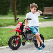 AIYAPLAY Motocicletă Electrică pentru Copii 3-6 Ani cu 2 Motoare și Accelerație Manuală, 2,4-5km/h, 107x56x70 cm, Roșu | Aosom Romania 