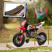 AIYAPLAY Motocicletă Electrică pentru Copii 3-6 Ani cu 2 Motoare și Accelerație Manuală, 2,4-5km/h, 107x56x70 cm, Roșu | Aosom Romania 