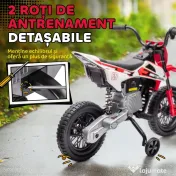 AIYAPLAY Motocicletă Electrică pentru Copii 3-6 Ani cu 2 Motoare și Accelerație Manuală, 2,4-5km/h, 107x56x70 cm, Roșu | Aosom Romania 