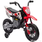 AIYAPLAY Motocicletă electrică pentru copii cu roți ajutătoare, din PP și metal, 109,5x60x72,5 cm, roșie