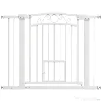 PawHut Ușă de Siguranță pentru Câini de Interior cu 2 Extensii și Ușiță pentru Pisici, 76-104x77 cm, Alb | Aosom Romania