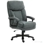 Scaun de Birou HOMCOM Consolidat Capacitate 200kg, Rotativ și Inclinabil din Material Catifelat, Gri