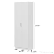 HOMCOM Dulap Multifuncțional cu Uși Batante, 5 Rafturi și 3 Niveluri Reglabile, 60x31,5x165 cm, Alb | Aosom Romania