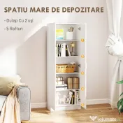 HOMCOM Dulap Multifuncțional cu Uși Batante, 5 Rafturi și 3 Niveluri Reglabile, 60x31,5x165 cm, Alb | Aosom Romania