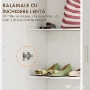 HOMCOM Dulap Multifuncțional cu Uși Batante, 5 Rafturi și 3 Niveluri Reglabile, 60x31,5x165 cm, Alb | Aosom Romania