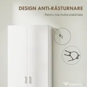 HOMCOM Dulap Multifuncțional cu Uși Batante, 5 Rafturi și 3 Niveluri Reglabile, 60x31,5x165 cm, Alb | Aosom Romania