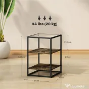 HOMCOM Set 2 Măsuțe  cu 3 Niveluri și Bază Înălțată, Măsuțe din Lemn, Metal și Blat din Sticlă Călită, 37x40x55,5 cm, Maro | Aosom Romania 