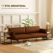 HOMCOM Set 2 Măsuțe  cu 3 Niveluri și Bază Înălțată, Măsuțe din Lemn, Metal și Blat din Sticlă Călită, 37x40x55,5 cm, Maro | Aosom Romania 