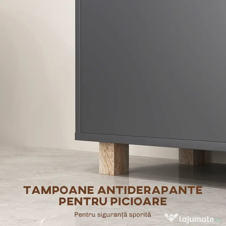 HOMCOM Dulap Baie cu Rafturi Deschise și Dulăpior cu 2 Uși, Dulap de Baie Spațios cu Mânere, 80x35x70 cm, Gri | Aosom Romania