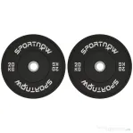 SPORTNOW Set 2 Discuri de Greutate 20kg din Cauciuc cu Orificiu de 2"/5 cm pentru Gantere și Haltere, Negru