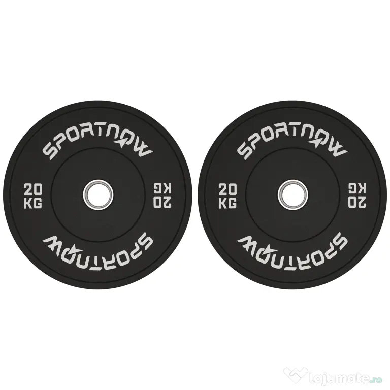 SPORTNOW Set de Discuri de Greutate cu Protecție din Cauciuc Solid cu Orificii, Փ45x8 cm, Negru | Aosom Romania