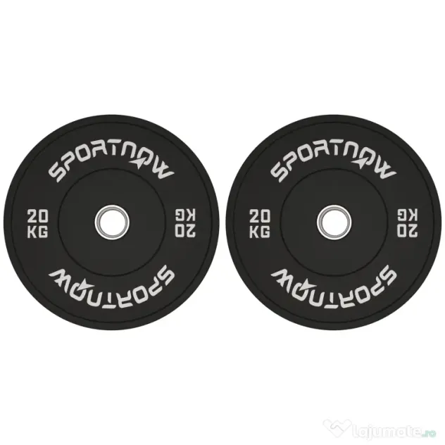 SPORTNOW Set de Discuri de Greutate cu Protecție din Cauciuc Solid cu Orificii, Փ45x8 cm, Negru | Aosom Romania