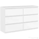 HOMCOM Comodă cu 6 Sertare și Picioare Antiderapante din Lemn, 120x39x75 cm, Alb | Aosom Romania