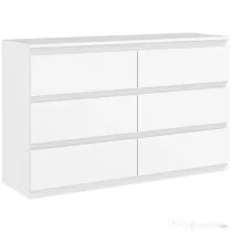 HOMCOM Comodă cu 6 Sertare și Picioare Antiderapante din Lemn, 120x39x75 cm, Alb | Aosom Romania