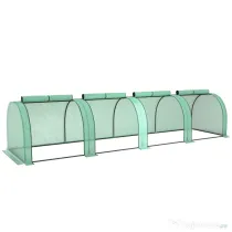 Outsunny Seră Portabilă Tip Tunel 4x1x0.8 m cu 4 Uși cu Fermoar, Acoperire PVC Rezistentă la Apă/UV | Aosom Romania