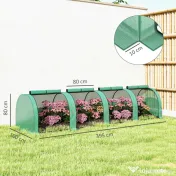 Outsunny Seră Portabilă Tip Tunel 4x1x0.8 m cu 4 Uși cu Fermoar, Acoperire PVC Rezistentă la Apă/UV | Aosom Romania 